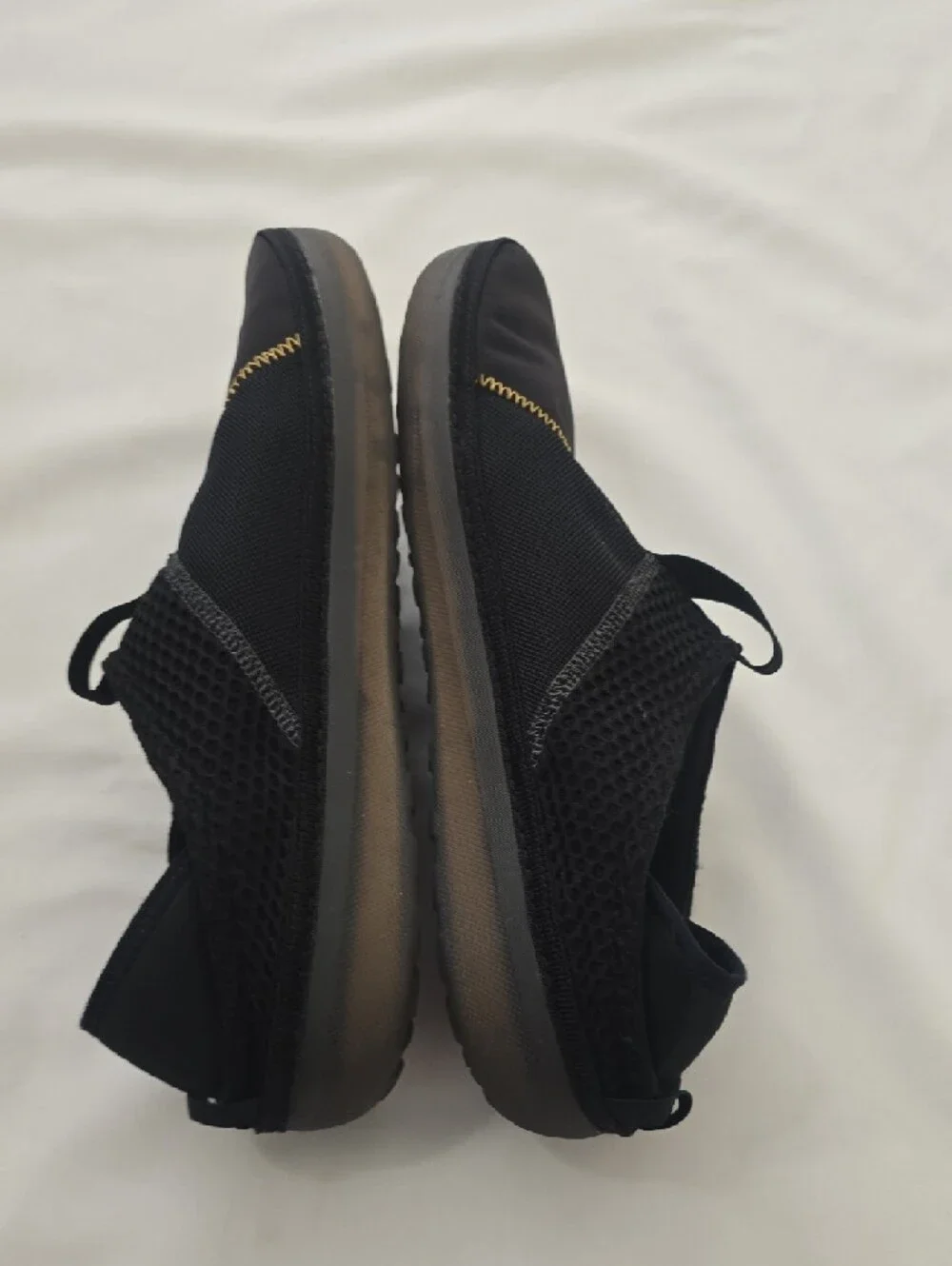 The North Face Black Camp Mule Slip-On Shoes with Yellow Stitching Unisex‎